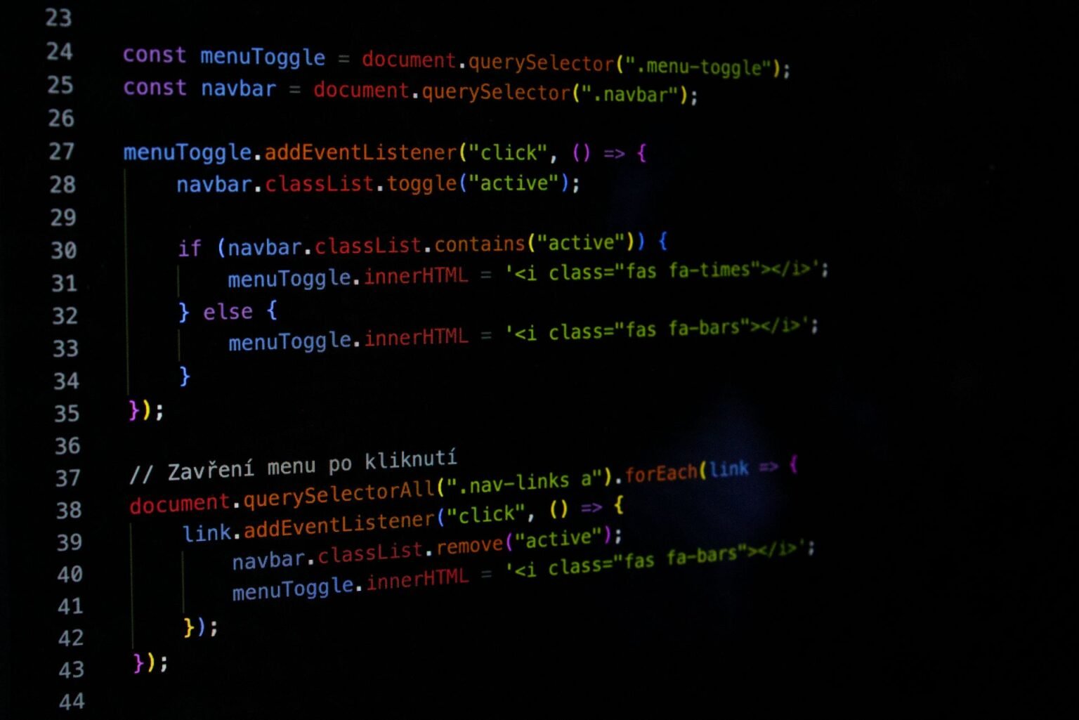 Code on laptop screen for professional web development